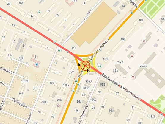 Схема рекламной плоскости по адресу Заболотного угол Добровольского пр-т №98-б А Схема рекламной плоскости по адресу Заболотного угол Добровольского пр-т №98-б А