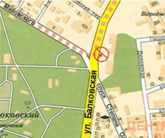 Схема рекламной плоскости по адресу Балковская спуск Ст.Олейника А левая