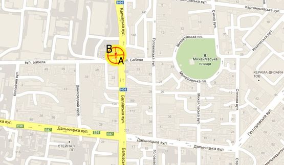 Схема рекламной плоскости по адресу Балковская ул.№92 Бабеля ул. правая В