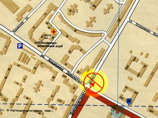 Схема рекламной плоскости по адресу Днепропетровская дорога №103/1 А