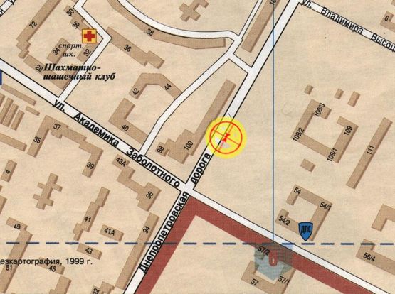 Схема рекламної площини за адресою Днепропетровская дорога №123 А правая