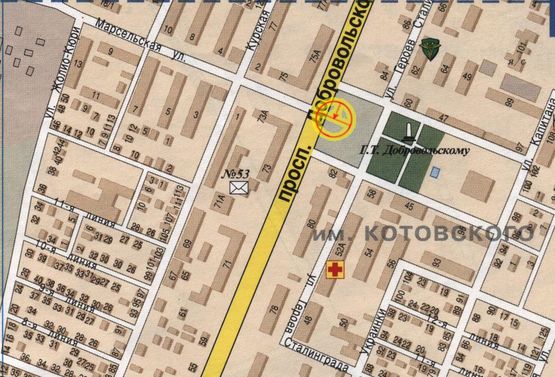 Схема рекламной плоскости по адресу Добровольского Марсельская А