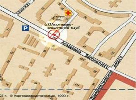 Схема рекламной плоскости по адресу Заболотного №28 А