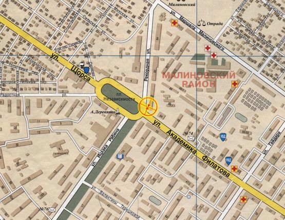 Схема рекламної площини за адресою И.Рабина угол Ак.Филатова №86 А