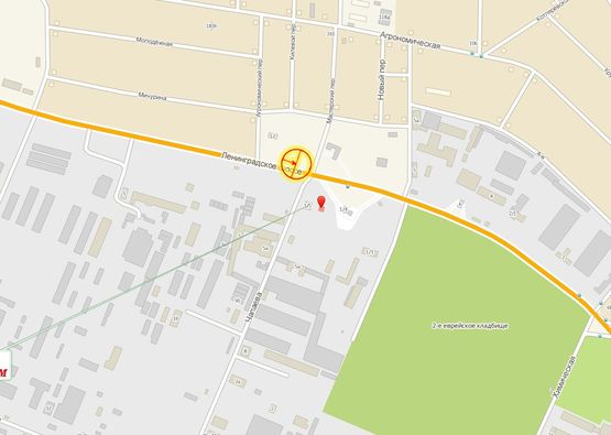 Схема рекламной плоскости по адресу Киевское шоссе №7 А