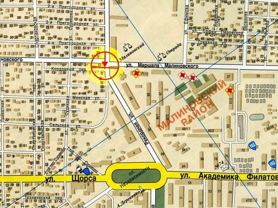 Схема рекламної площини за адресою Рекордная  Малиновского А