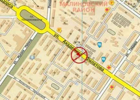 Схема рекламной плоскости по адресу Филатова Ак.№47/1 А