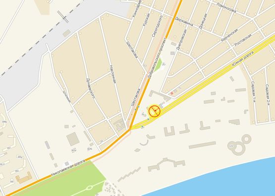 Схема рекламной плоскости по адресу Южная дорога №1 А левая