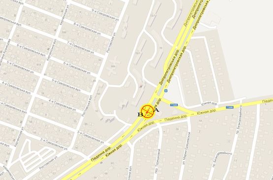 Схема рекламной плоскости по адресу Днепропетровская дорога №68 В правая