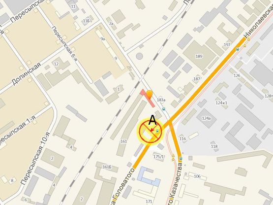 Схема рекламной плоскости по адресу Ат.Головатого №161 А