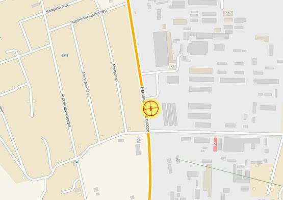 Схема рекламної площини за адресою Киевское шоссе угол Новомосковская дорога №5 В