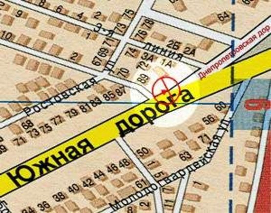 Схема рекламної площини за адресою Южная дорога угол 3-й Суворовской ул. №1-а В