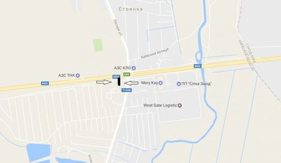 Схема рекламной плоскости по адресу Житомирская тр., светофор, в сторну Киева