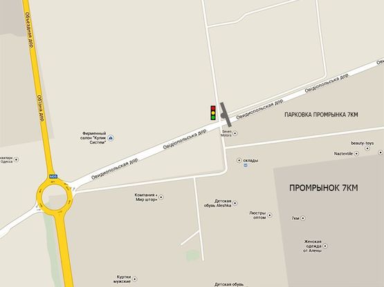Схема рекламної площини за адресою Промрынок 7 км (светофор)