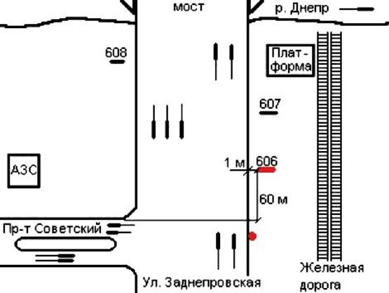 Схема рекламной плоскости по адресу 041_Запорожье_Заднепровская / пр. Инженера Преображенского, въезд на мост Преображенского