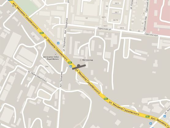 Схема рекламной плоскости по адресу Грушевского - ул.Проценко ( Автосалон РоялМоторс)