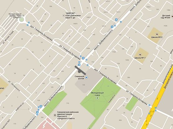 Схема рекламной плоскости по адресу Добровольского пр-т - ул.Бочарова (рынок Северный)