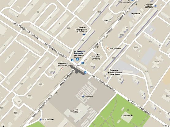 Схема рекламной плоскости по адресу Добровольского-Бочарова