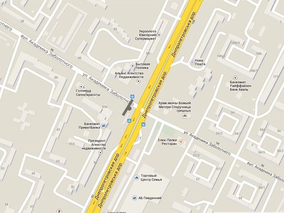 Схема рекламной плоскости по адресу Заболотного-Днепропетровская дор