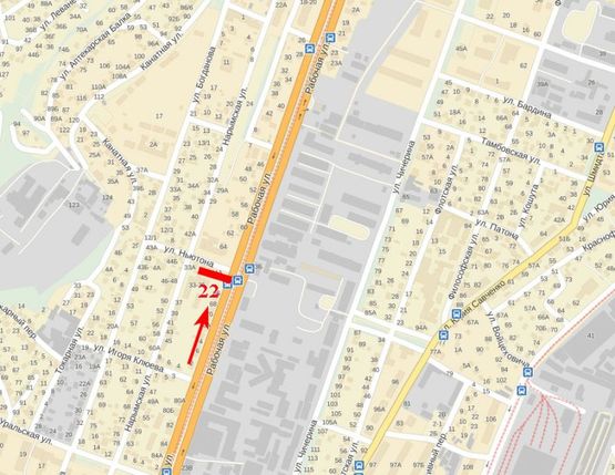 Схема рекламної площини за адресою вул. Робоча, б. 62 - вул. Ньютона Схема рекламної площини за адресою вул. Робоча, б. 62 - вул. Ньютона