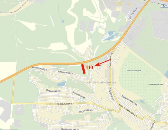 Схема рекламної площини за адресою Криворожское шоссе, Краснополье Схема рекламної площини за адресою Криворожское шоссе, Краснополье