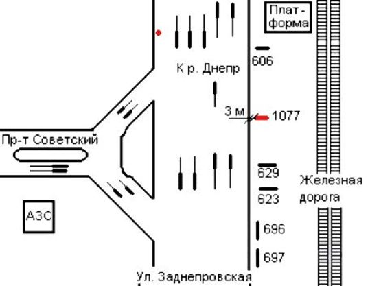 Схема рекламной плоскости по адресу 106_Запорожье_ул Заднепровская, выезд на пр Советский