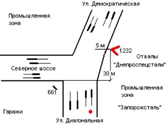 Схема рекламной плоскости по адресу 107_Запорожье_Северное Шоссе, ул Демократическая, от центра