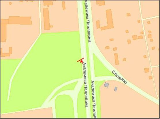 Схема рекламной плоскости по адресу Палладіна пр. - ул. Синеозерная, 1-52 напротив (Эпицентр)