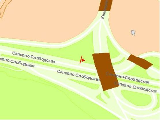 Схема рекламної площини за адресою Сапернo-Слoбодская ул. 80 м от ул. Киквидзе к Московской пл.