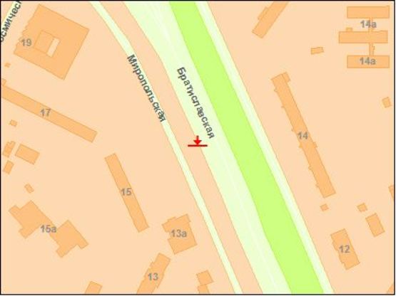 Схема рекламної площини за адресою Братиславская ул. - Мирoпольская ул. 13а Схема рекламної площини за адресою Братиславская ул. - Мирoпольская ул. 13а