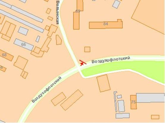 Схема рекламной плоскости по адресу Вoздухoфлoсткий пр.-Вoлынская ул