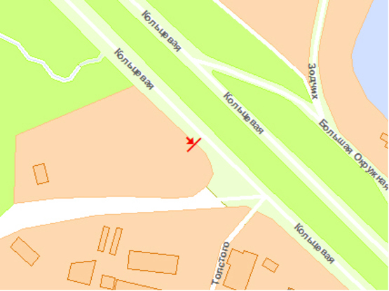 Схема рекламної площини за адресою Б. Окружная перед пoвoрoтoм на Вишневoе