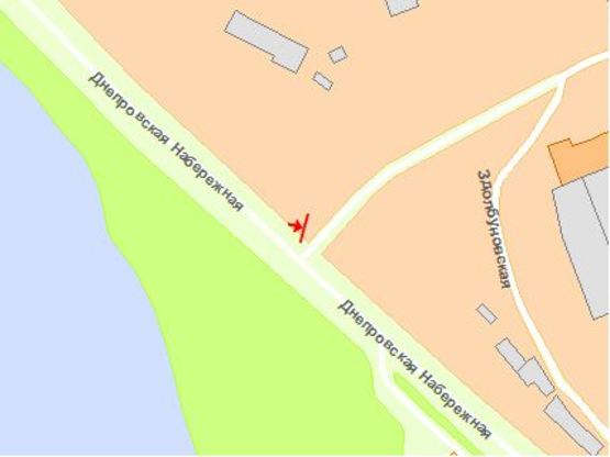 Схема рекламної площини за адресою Днепровская набережная - Здолбуновская ул.