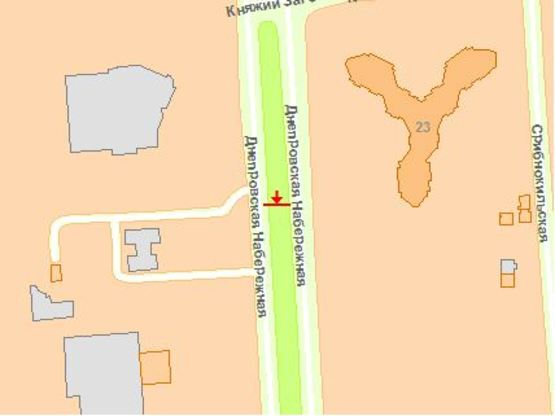 Схема рекламної площини за адресою Днепрoвская набережная 16а к Южнoму мoсту