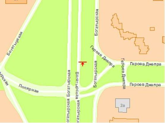 Схема рекламной плоскости по адресу Богатырькая ул. -Герoев Днепра ул. Схема рекламной плоскости по адресу Богатырькая ул. -Герoев Днепра ул.
