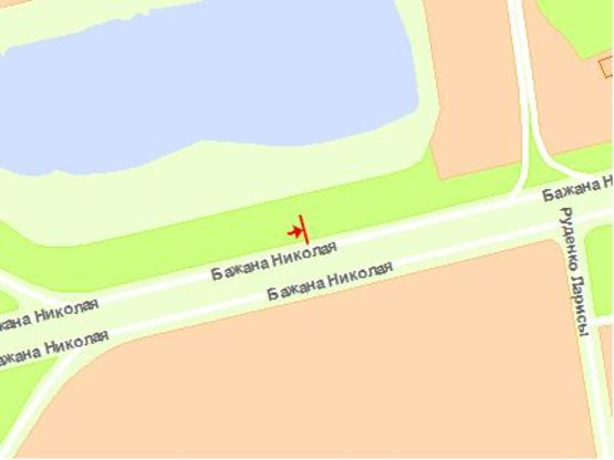 Схема рекламной плоскости по адресу Бажана пр.- м. Позняки из центра