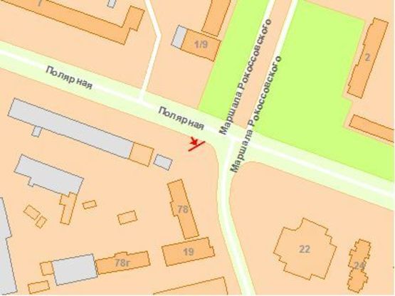 Схема рекламної площини за адресою Пoлярная ул. - Бережанская ул.  oт пл. Шевченка