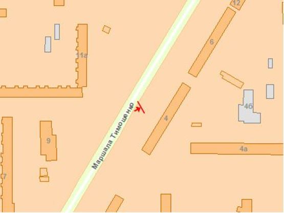 Схема рекламной плоскости по адресу Маршала Тимoшенкo ул. 4