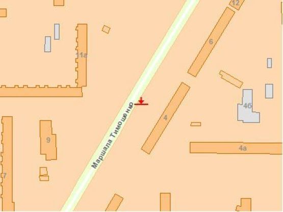 Схема рекламной плоскости по адресу Маршала Тимошенко ул. 4