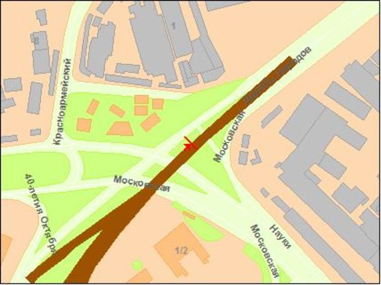 Схема рекламной плоскости по адресу Московская пл. - заезд на пр. Красснозвездный к бул. Дружбы Нарoдoв