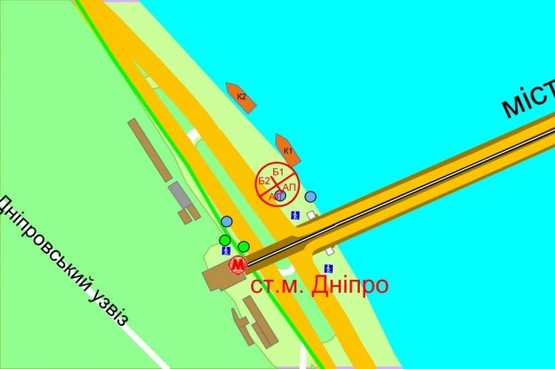 Схема рекламної площини за адресою Набережное шоссе, 25 (М)"Днепр" (100м от съезда с моста Метро в центр, перед эстакадой) Схема рекламної площини за адресою Набережное шоссе, 25 (М)"Днепр" (100м от съезда с моста Метро в центр, перед эстакадой)