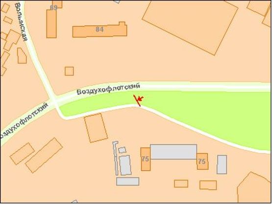 Схема рекламной плоскости по адресу пр. Воздухофлотский 75-77 напротив Аеропорта из центра Схема рекламной плоскости по адресу пр. Воздухофлотский 75-77 напротив Аеропорта из центра