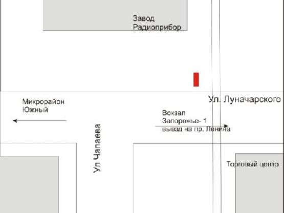 Схема рекламной плоскости по адресу 153_Запорожье_ул Луначарского ул Чапаева