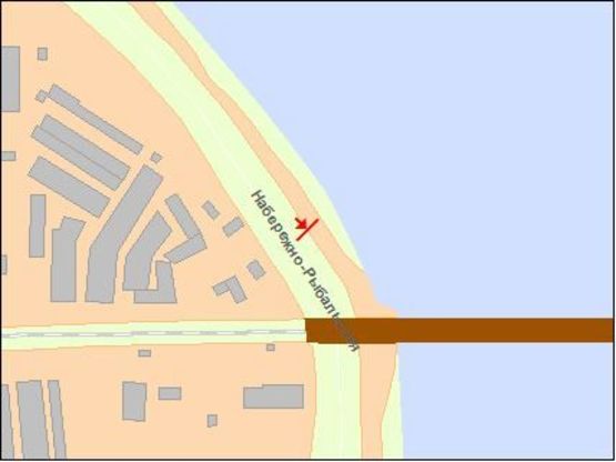 Схема рекламной плоскости по адресу Набережнo-Рыбальская ул. , 75 м от ж/д моста от пр. Московский