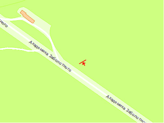 Схема рекламной плоскости по адресу Заболотного ул., 100м до АЗС в напр. к Одесской пл.