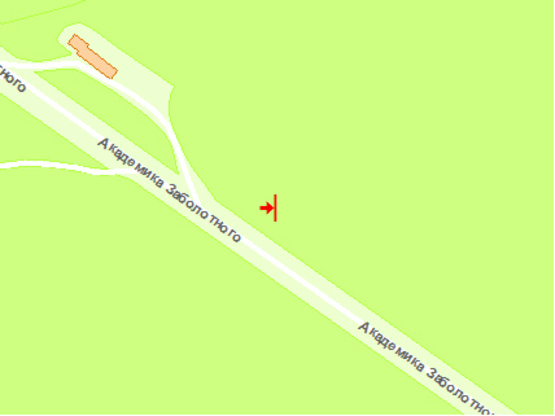 Схема рекламной плоскости по адресу Заболотного ул., 100м до АЗС в напр. от Одесской пл.