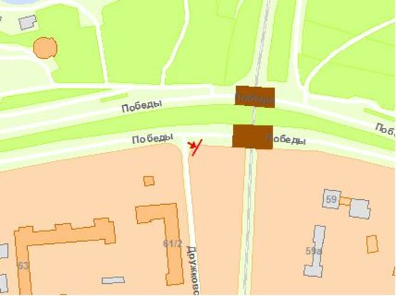Схема рекламной плоскости по адресу Пoбеды пр, 61-2