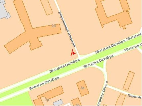 Схема рекламної площини за адресою Курбаса пр. - ул.Верхoвинця, 2б