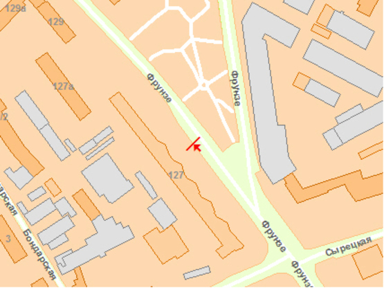 Схема рекламной плоскости по адресу Фрунзе ул., 127