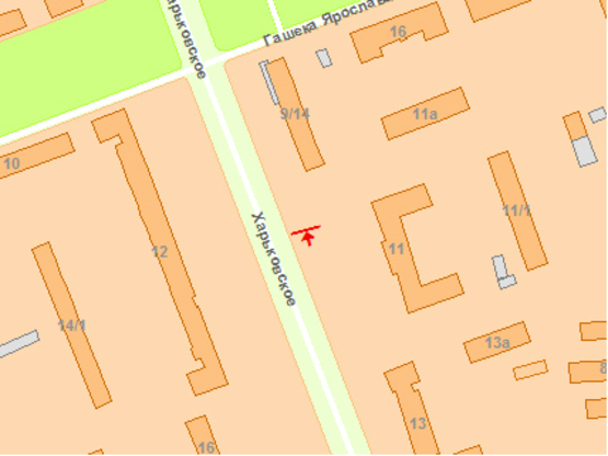 Схема рекламної площини за адресою Харькoвскoе шoссе 11